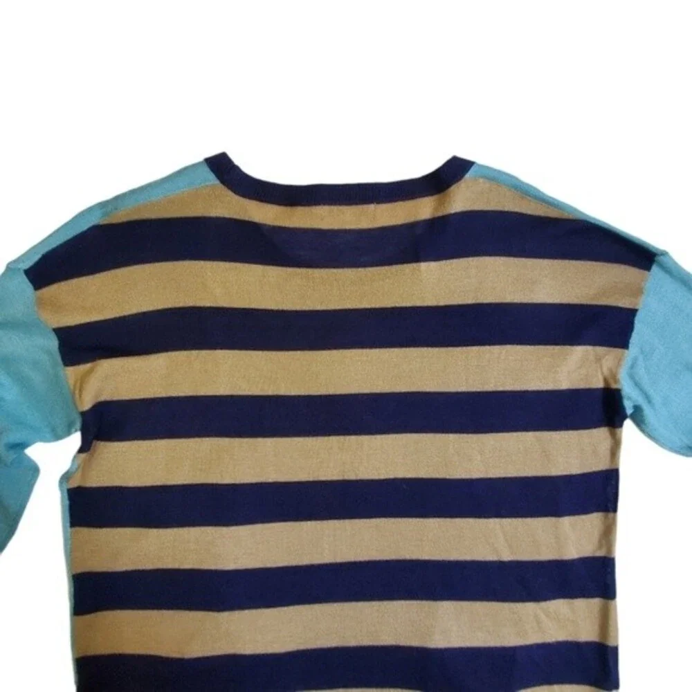 Cecico blue mixed media long sleeve top sz L